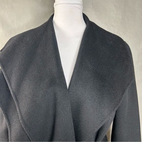 Vince Wool Blend Wrap Coat Black Double Face Drape Neck Belted Minimalist - Picture 5 of 10